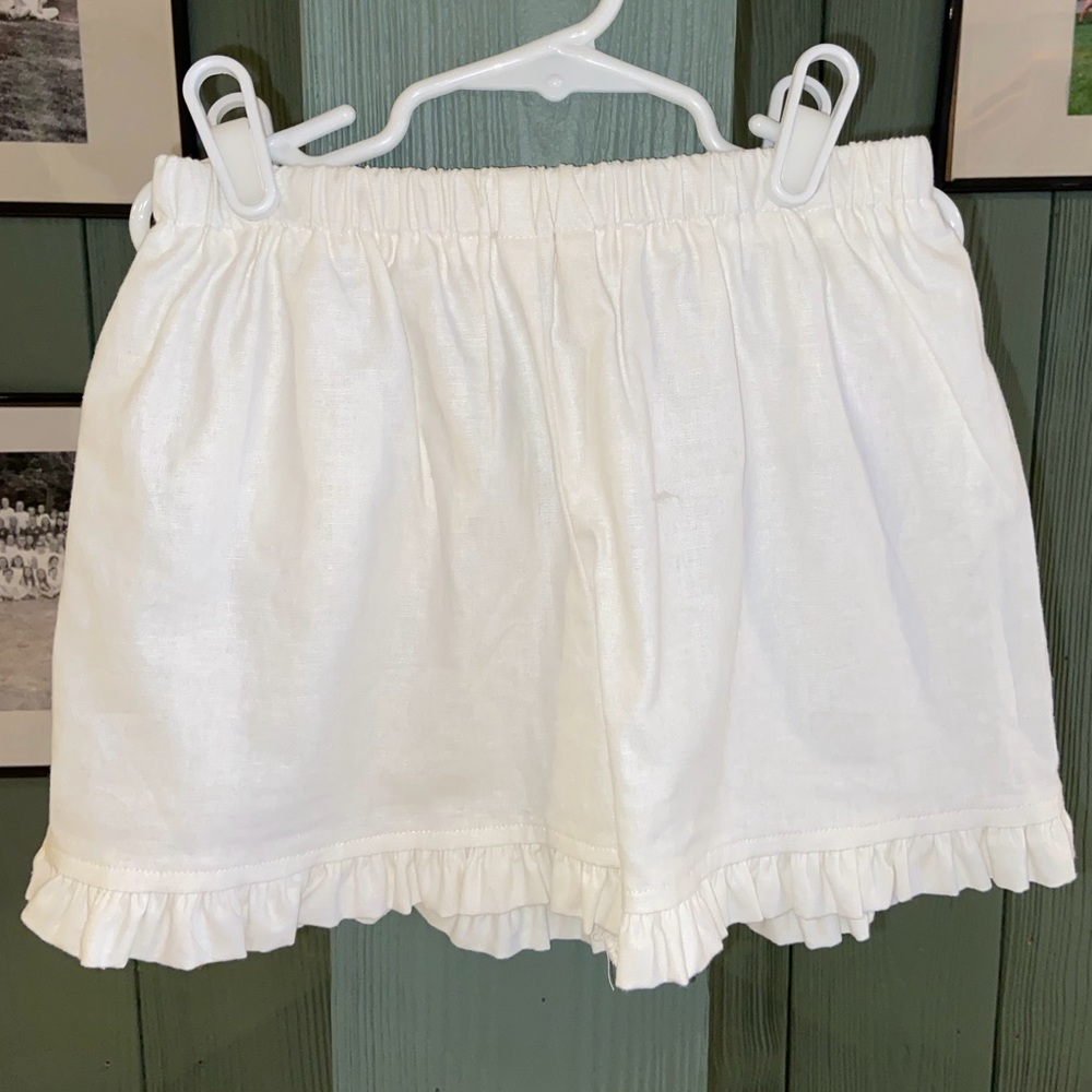Girls White Cotton Shorts Size 8